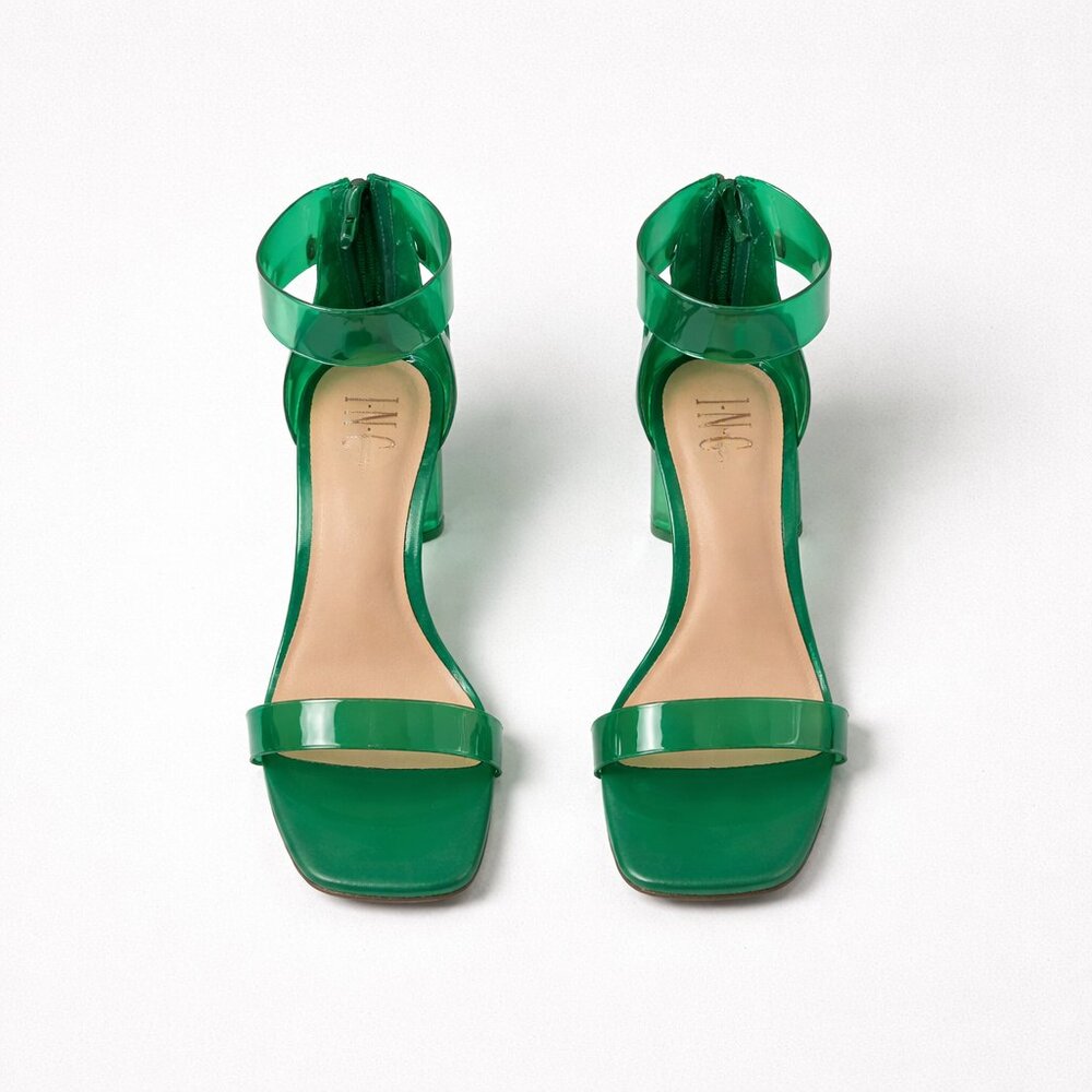 INC International Concepts Makenna Clear Vinyl Dress Sandals Green Size 7.5 M